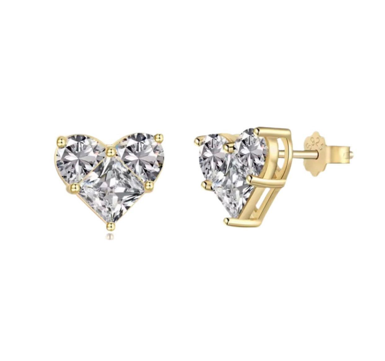 ARI EARRINGS SILVER HEART - 18K GOLD PLATED