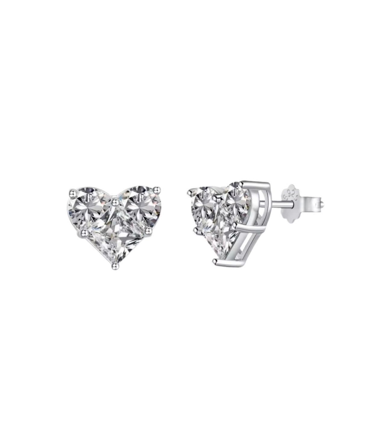 ARI EARRINGS SILVER HEART - 925 STERLING SILVER