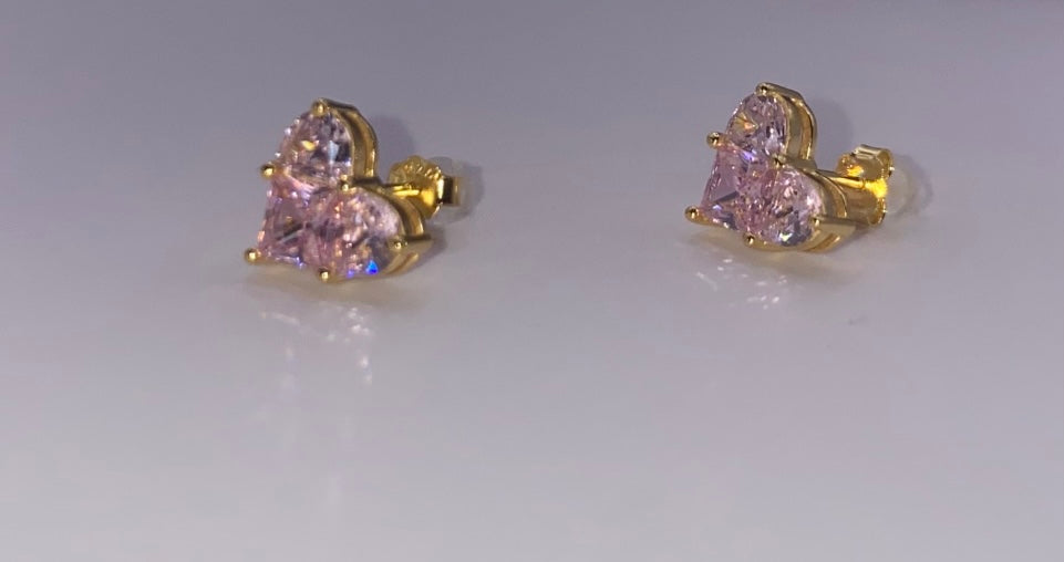ARI EARRINGS PINK HEART - 18K GOLD PLATED