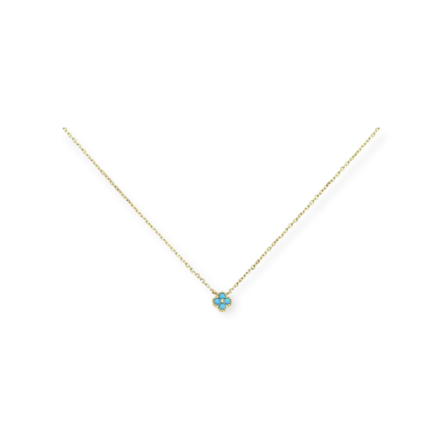 VIBRANT FLORAL NECKLACE - BLUE FLOWER STONE - 18K GOLD PLATED