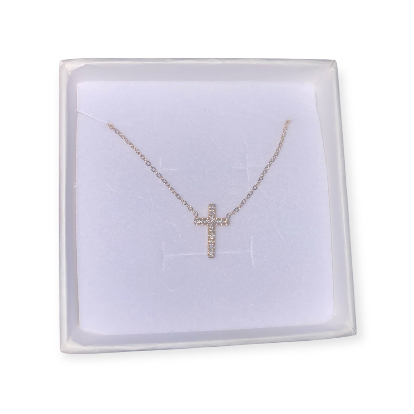 AMARA CROSS NECKLACE - CUBIC ZIRCONIA DIAMOND 18K GOLD PLATED