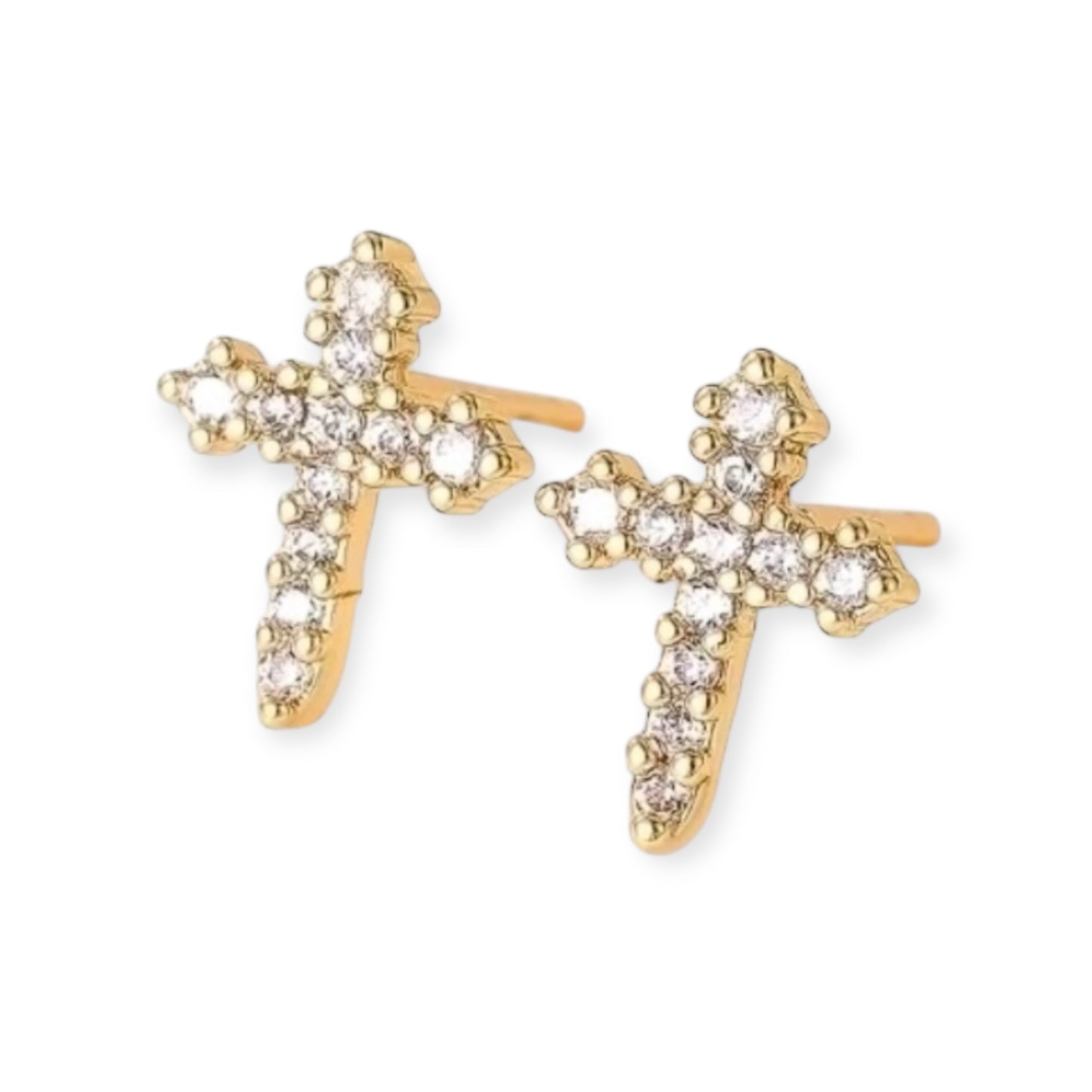 HELENA SMALL CROSS EARRINGS - 18K GOLD PLATED CUBIC ZIRCONIA