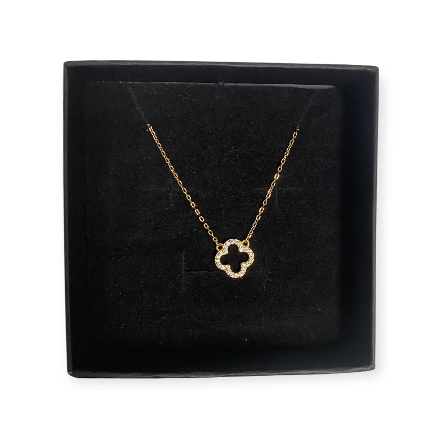 MOTHER OF PEARLS CLOVER NECKLACE - 18K GOLD PLATED CUBIC ZIRCONIA