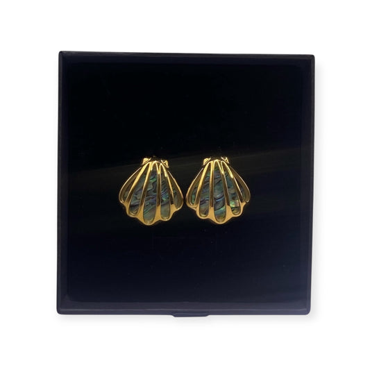 VIBRANT AOTEAROA PĀUA EARRINGS SEASHELL DESIGN 18K GOLD PLATED