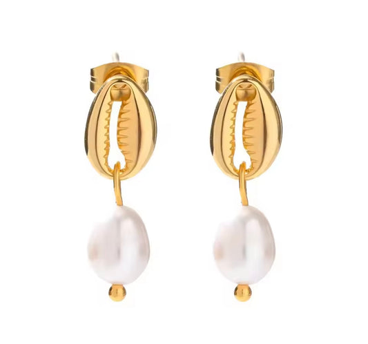 JOY PEARL DROP EARRINGS - 18K GOLD PLATED OCEAN-INSPIRED LUXURY