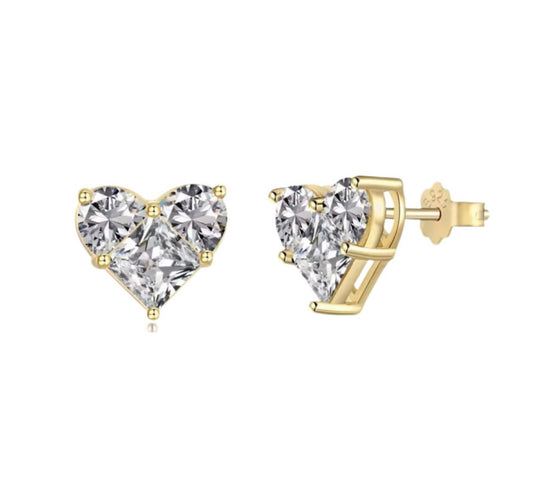 ARI EARRINGS SILVER HEART - 18K GOLD PLATED