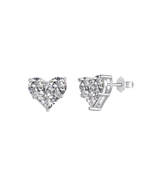 ARI EARRINGS SILVER HEART - 925 STERLING SILVER