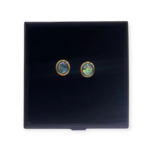 VIBRANT AOTEAROA PĀUA EARRINGS CIRCLE DESIGN 18K GOLD PLATED