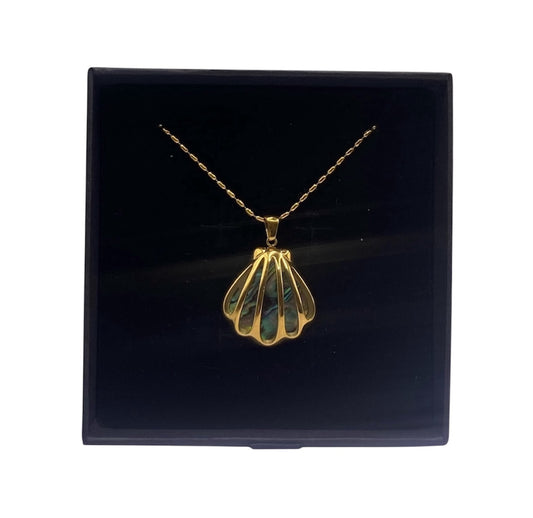 ADJUSTABLE AOTEAROA VIBRANT PĀUA NECKLACE OCEAN 18K GOLD PLATED