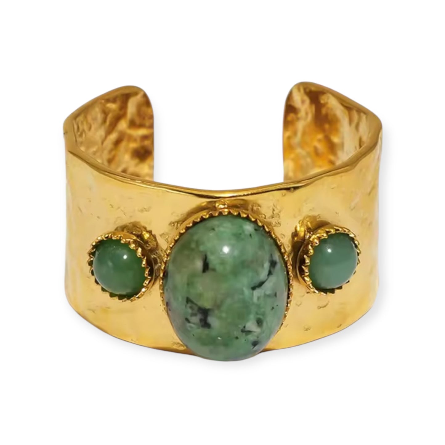 KAWAKAWA INSPIRED - NZ GREENSTONE - 18K GOLD PLATED RING - POUNAMU