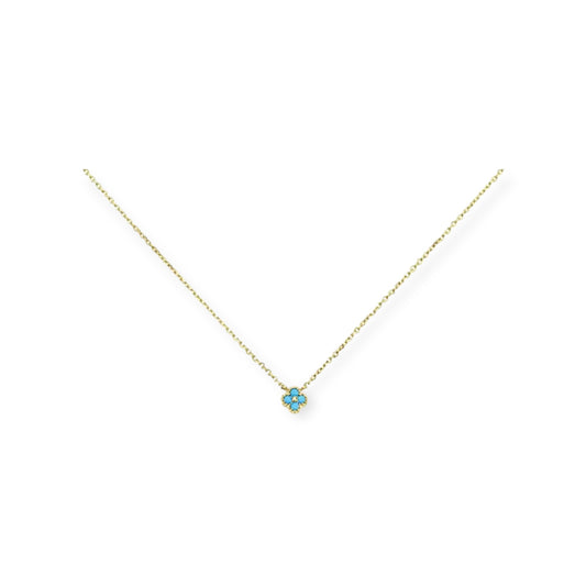 VIBRANT FLORAL NECKLACE - BLUE FLOWER STONE - 18K GOLD PLATED