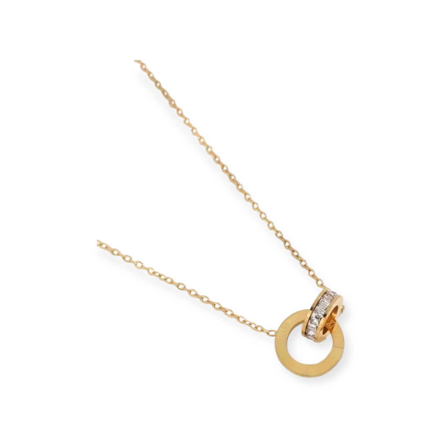 INTERLOCK ROMAN NUMERAL NECKLACE - 18K GOLD PLATED