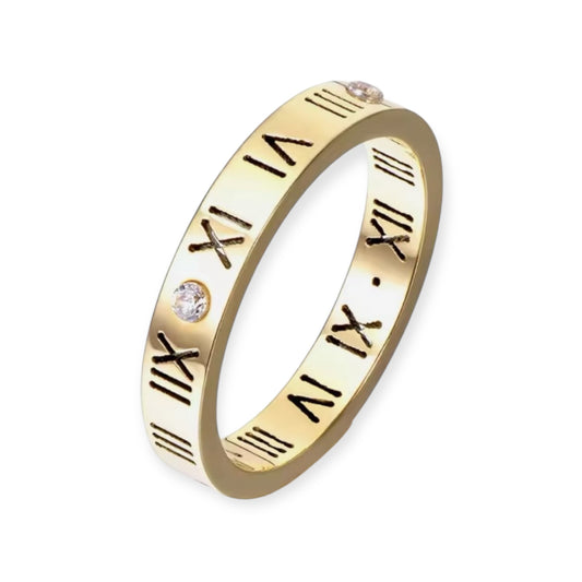 VIBRANT ROMAN NUMERAL RING - 18K GOLD PLATED