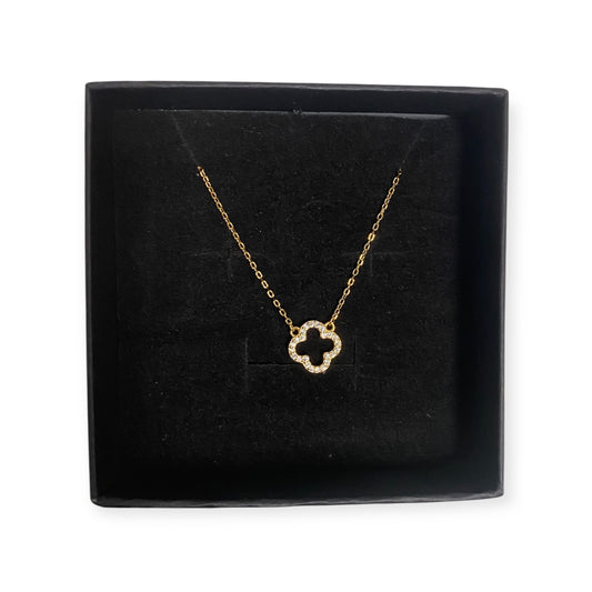 MOTHER OF PEARLS CLOVER NECKLACE - 18K GOLD PLATED CUBIC ZIRCONIA