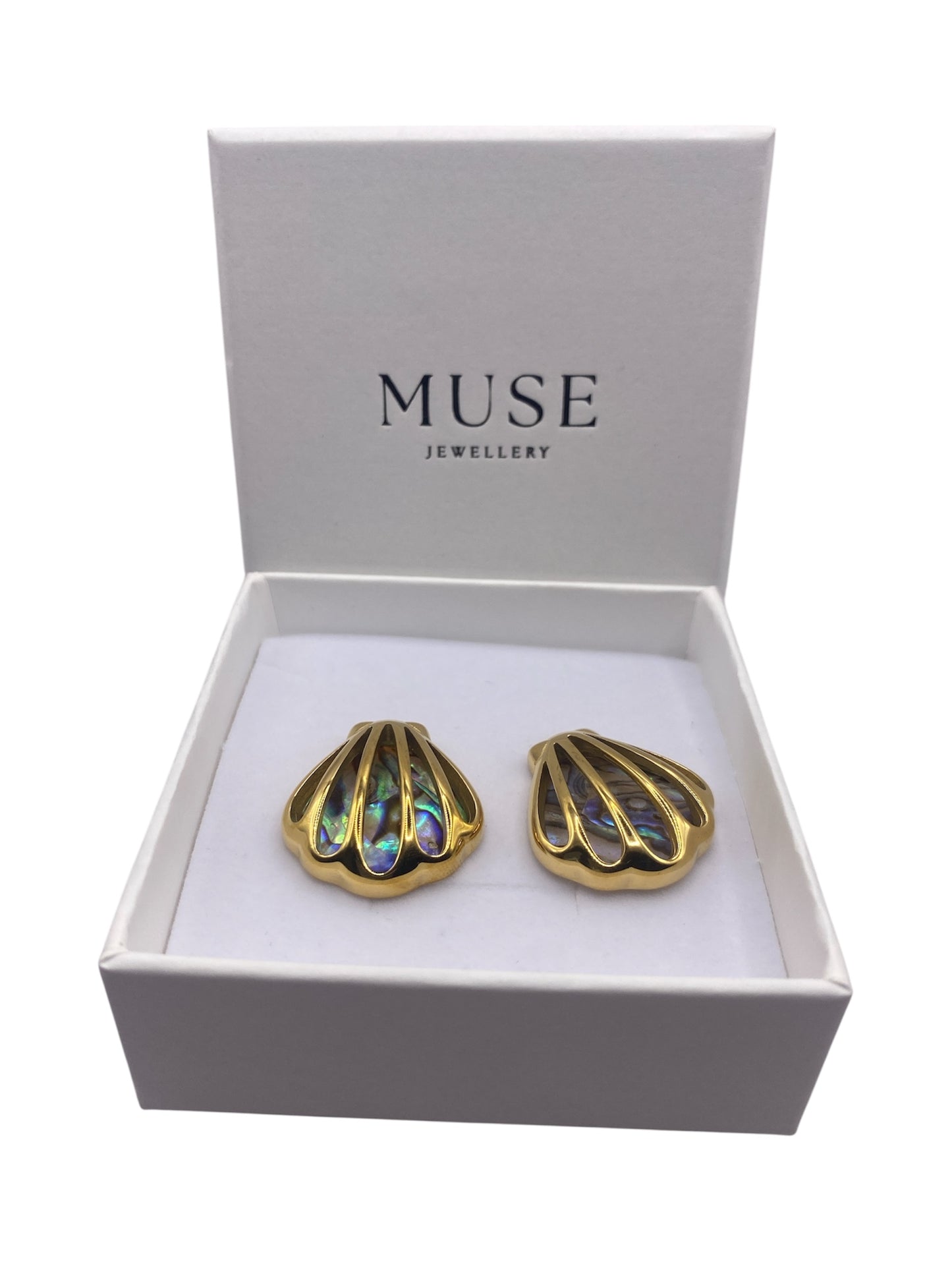 VIBRANT AOTEAROA PĀUA EARRINGS SEASHELL DESIGN 18K GOLD PLATED